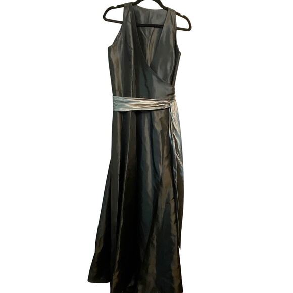 Lazaro Vintage elegant black full length wrap gown with pewter sash - Picture 1 of 7